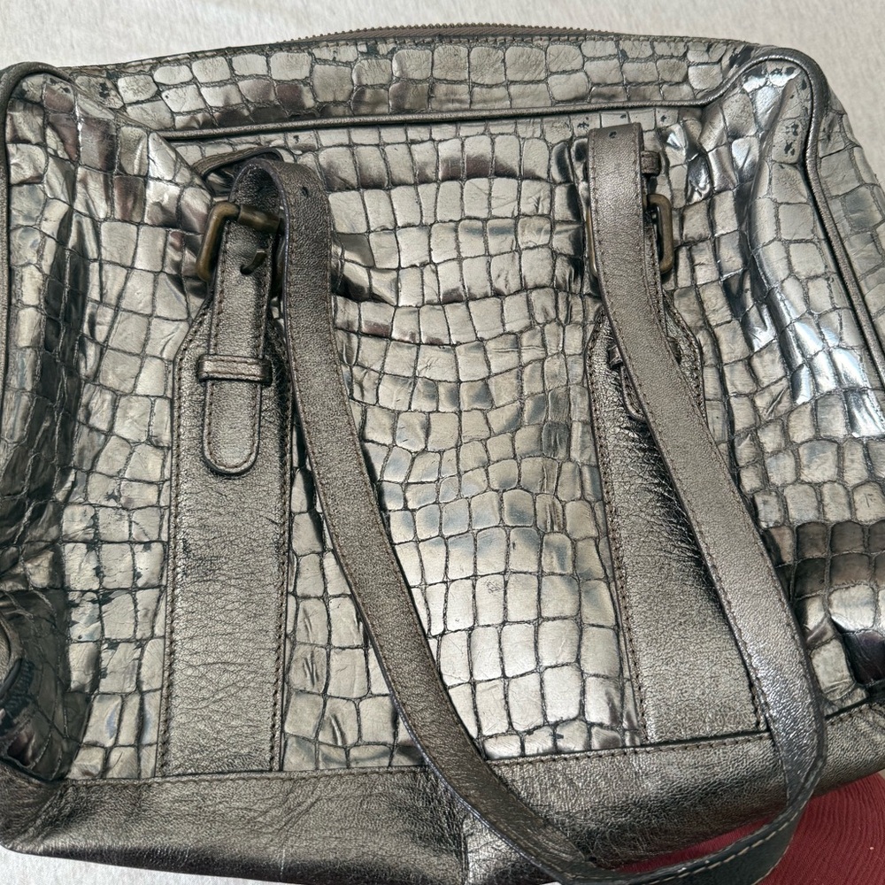 Ugg Collection Silver Crocodile-Embossed Tote Bag